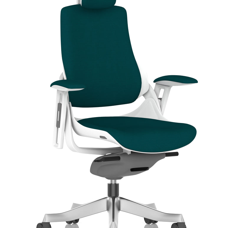 Zure High Back White Shell Fabric Executive Office Chair with Arms