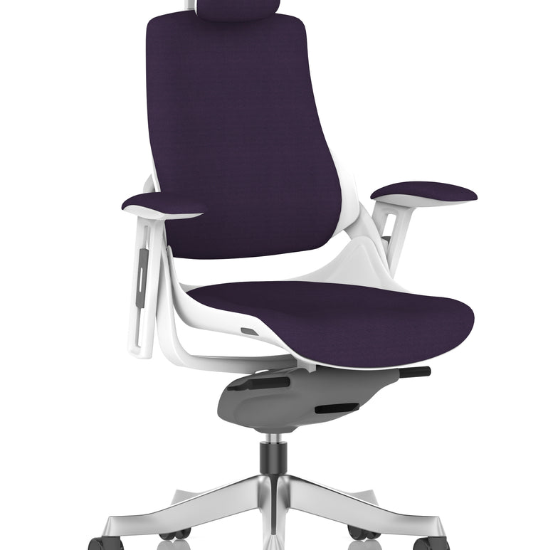 Zure High Back White Shell Fabric Executive Office Chair with Arms