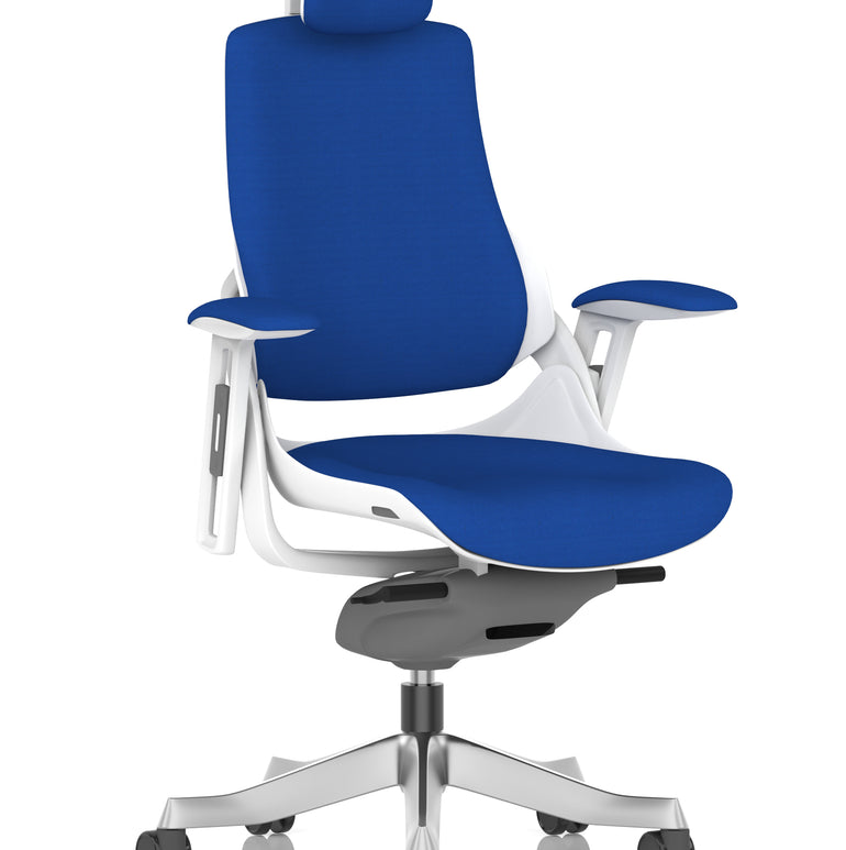 Zure High Back White Shell Fabric Executive Office Chair with Arms