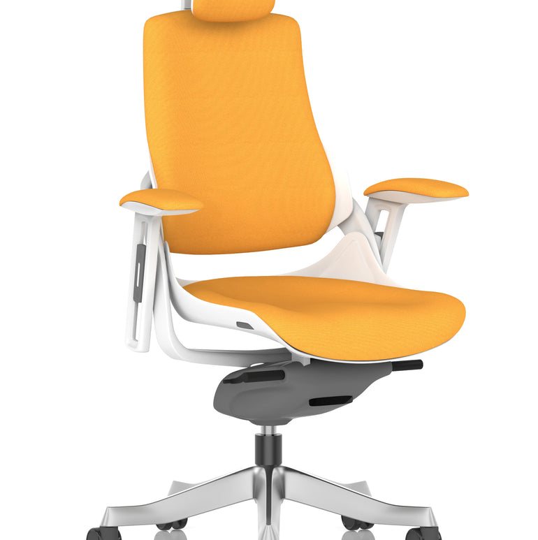 Zure High Back White Shell Fabric Executive Office Chair with Arms