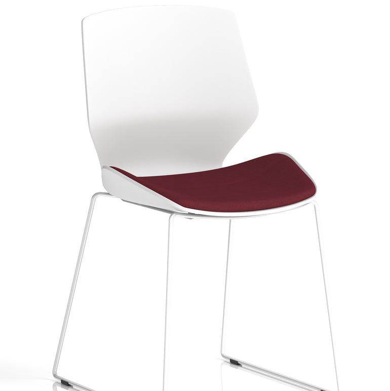 Florence Sled White Frame Fabric Seat Visitor Chair