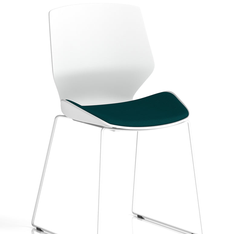 Florence Sled White Frame Fabric Seat Visitor Chair