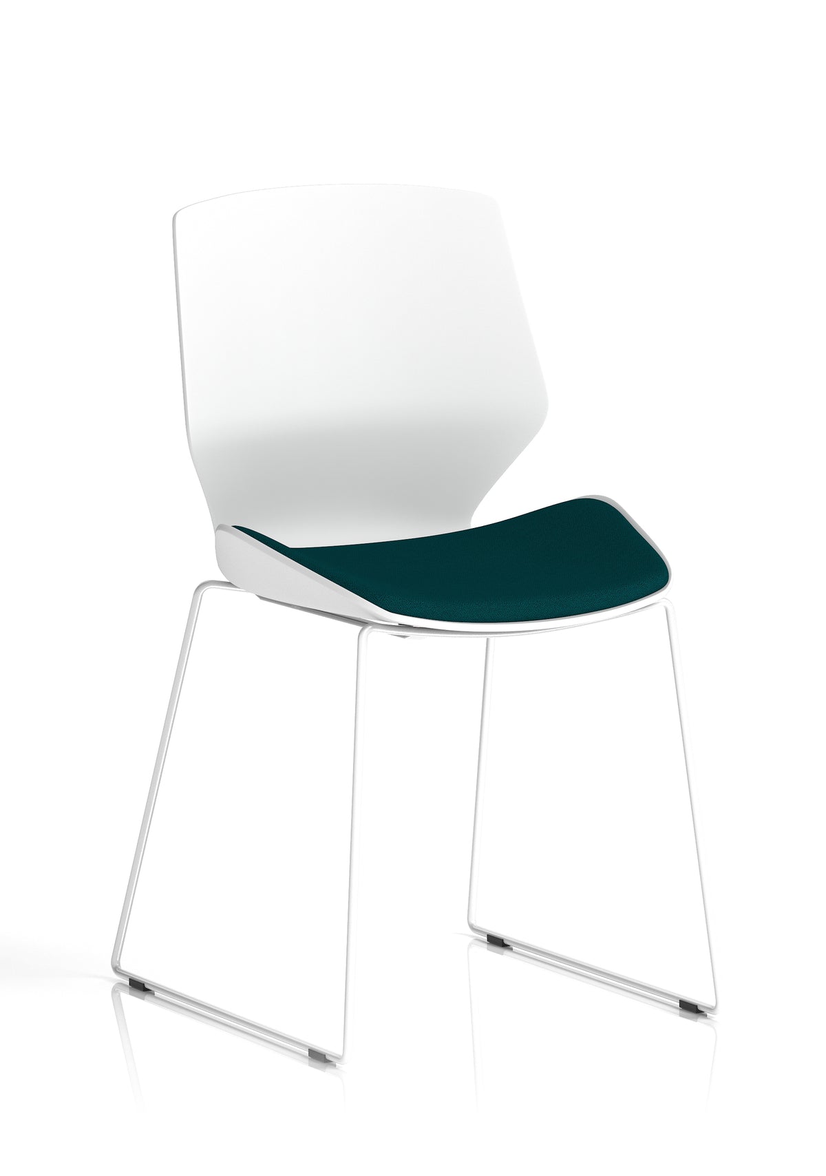 Florence Sled White Frame Fabric Seat Visitor Chair