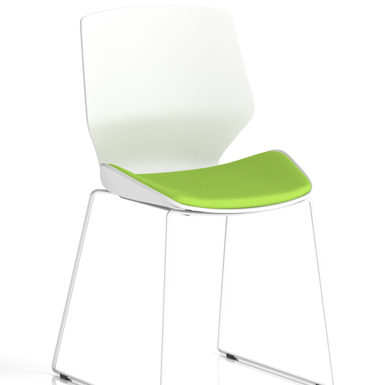 Florence Sled White Frame Fabric Seat Visitor Chair