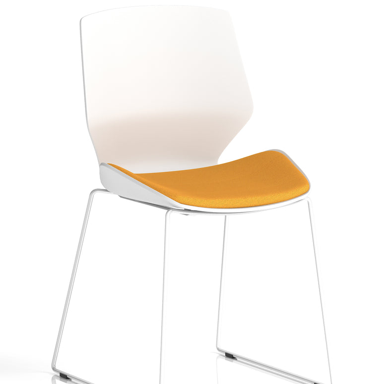 Florence Sled White Frame Fabric Seat Visitor Chair