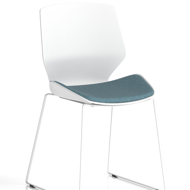 Florence Sled White Frame Fabric Seat Visitor Chair