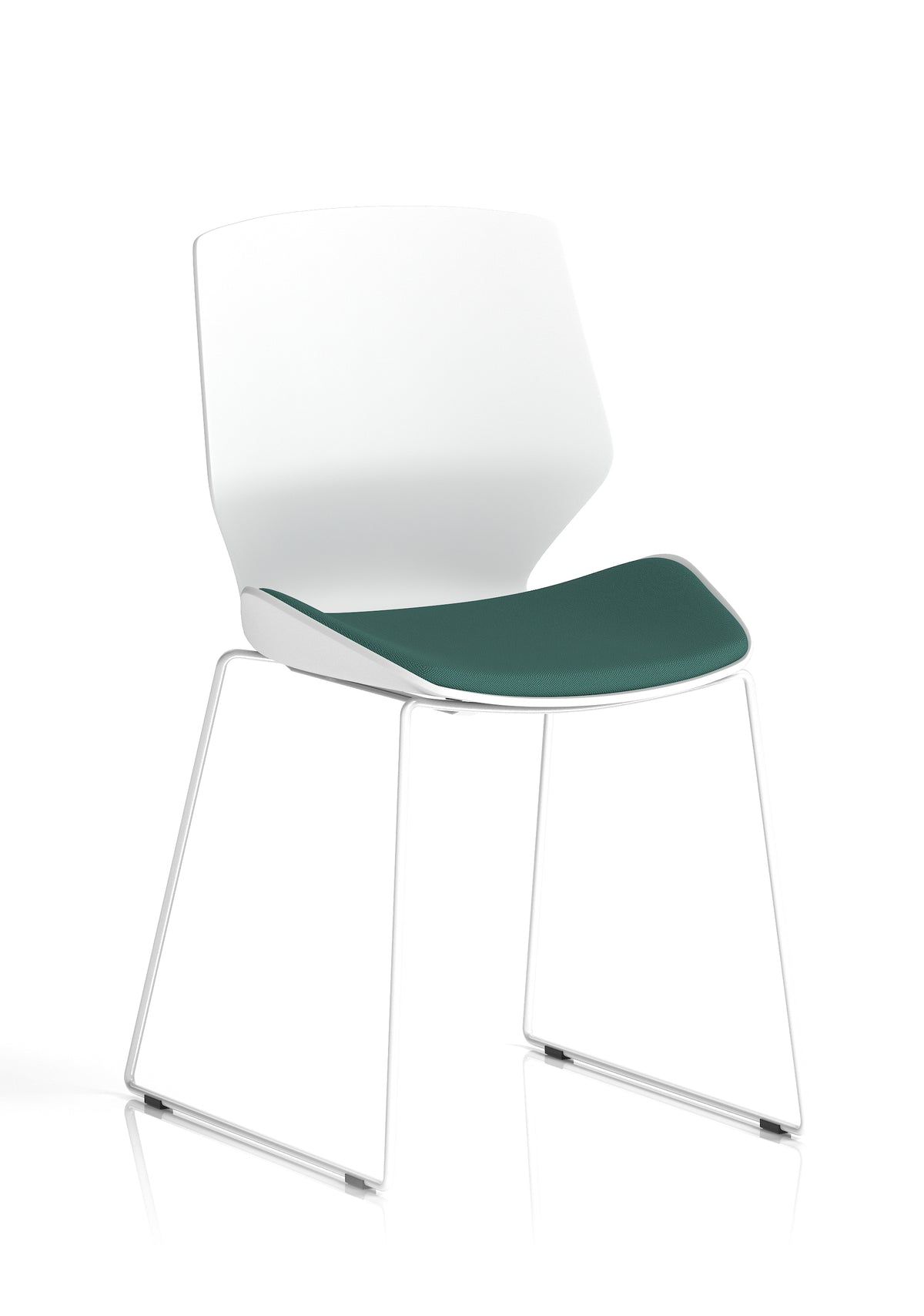 Florence Sled White Frame Fabric Seat Visitor Chair