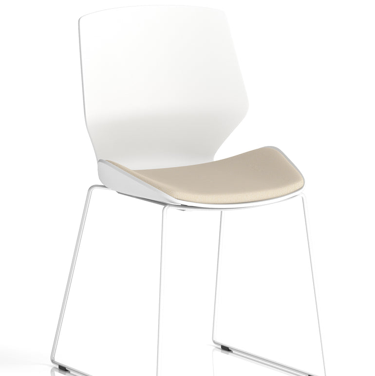 Florence Sled White Frame Fabric Seat Visitor Chair
