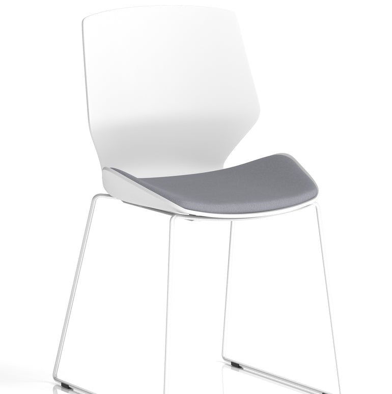 Florence Sled White Frame Fabric Seat Visitor Chair