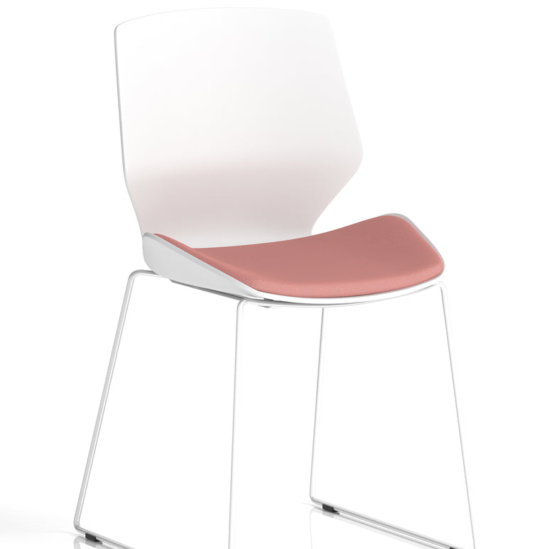 Florence Sled White Frame Fabric Seat Visitor Chair