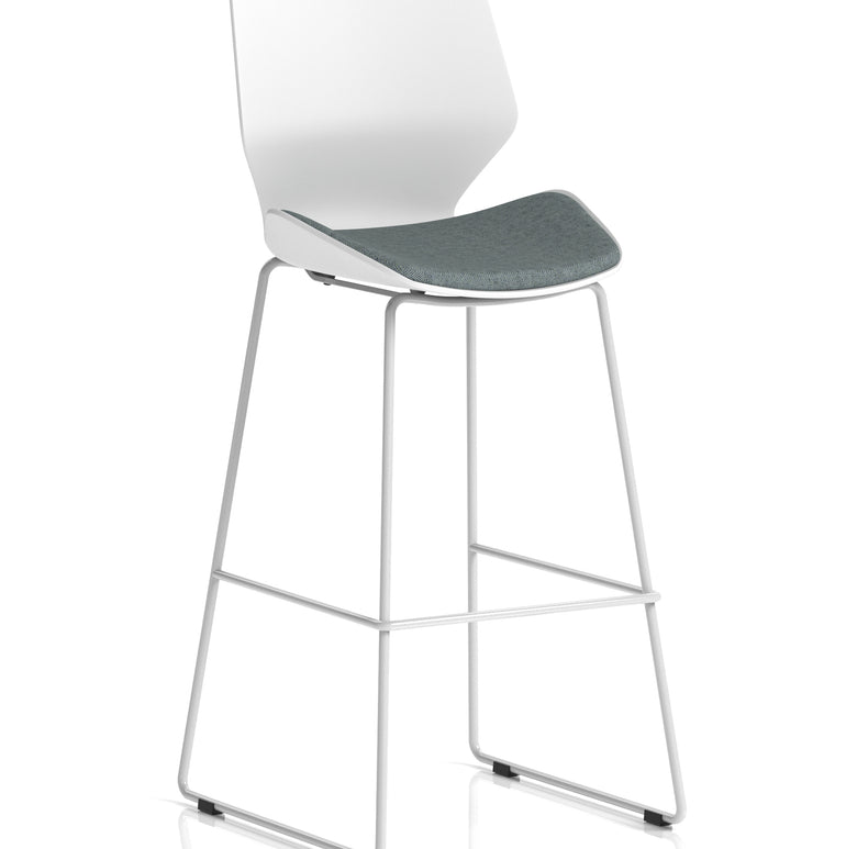 Florence White Frame Fabric Seat High Stool Chair
