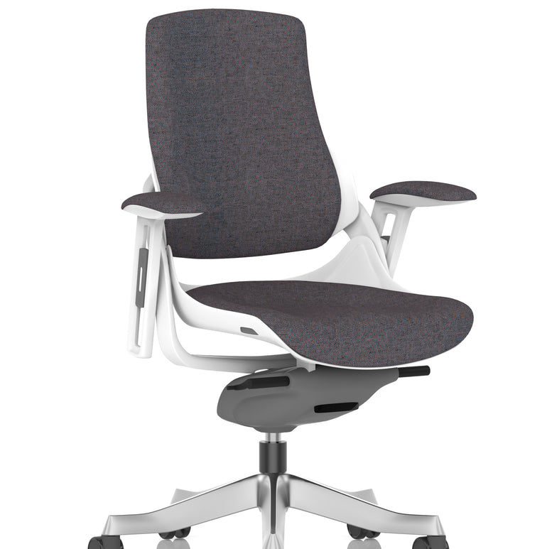 Zure High Back White Shell Fabric Executive Office Chair with Arms