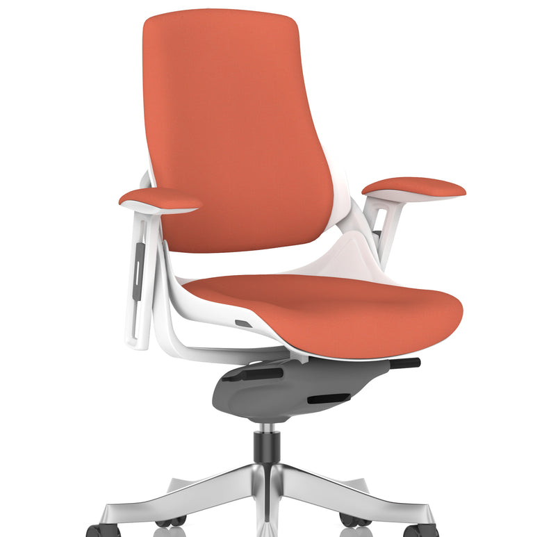 Zure High Back White Shell Fabric Executive Office Chair with Arms