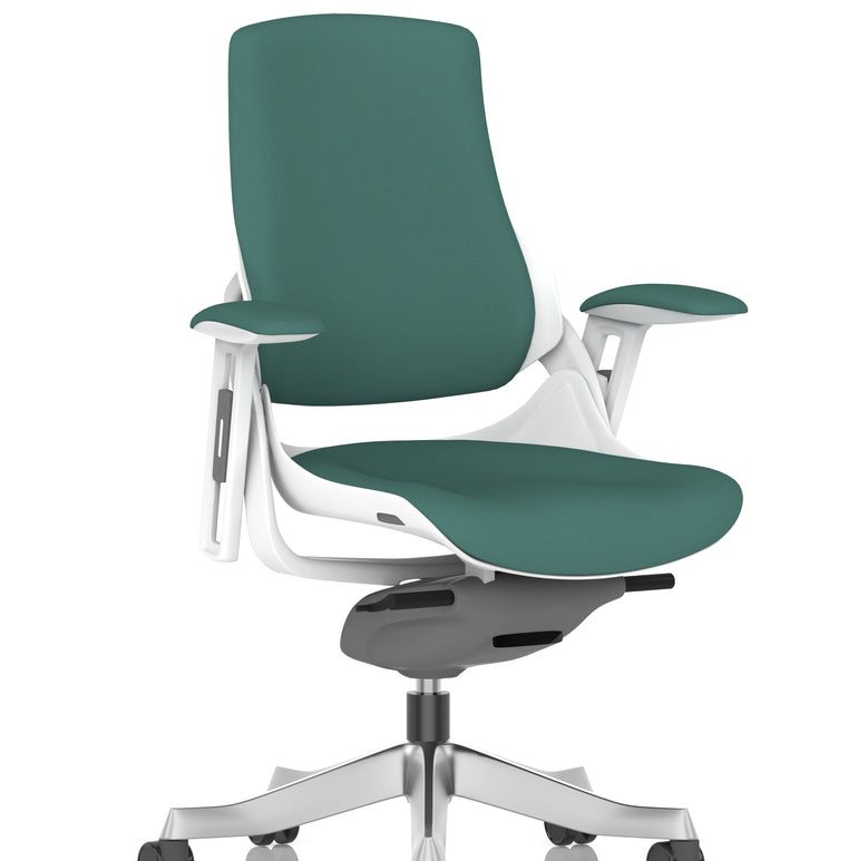 Zure High Back White Shell Fabric Executive Office Chair with Arms