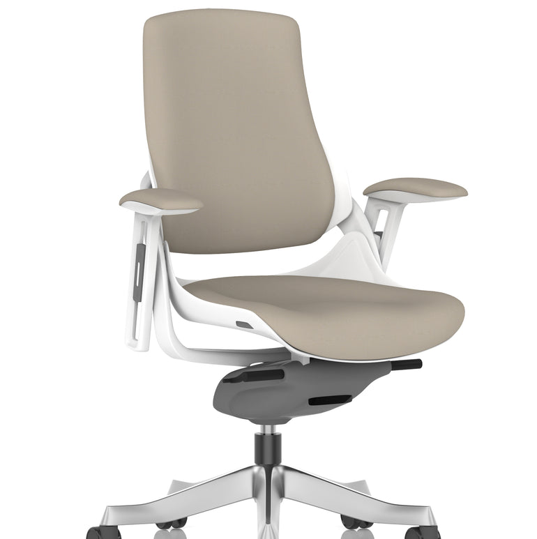 Zure High Back White Shell Fabric Executive Office Chair with Arms