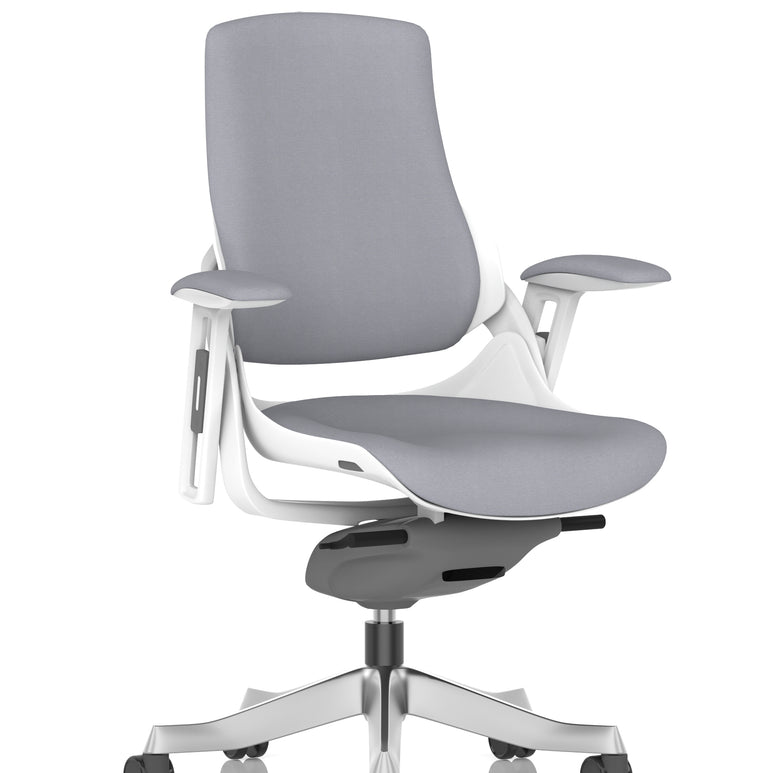 Zure High Back White Shell Fabric Executive Office Chair with Arms