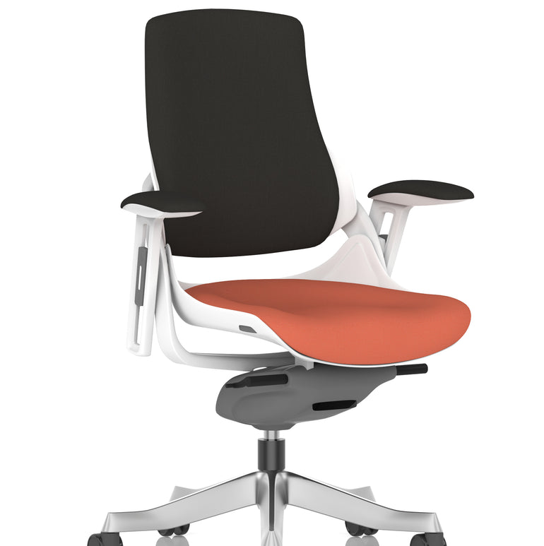 Zure High Back White Shell Fabric Executive Office Chair with Arms
