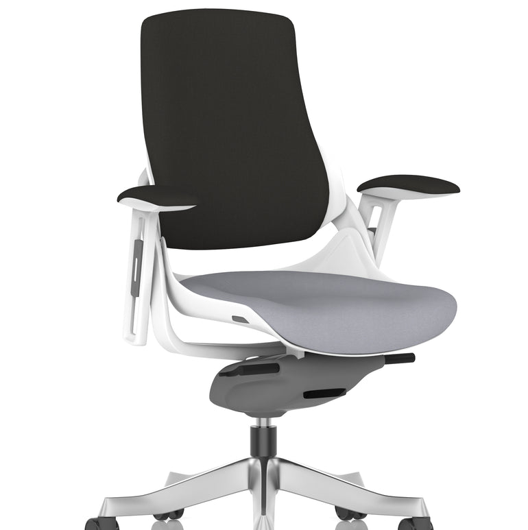 Zure High Back White Shell Fabric Executive Office Chair with Arms