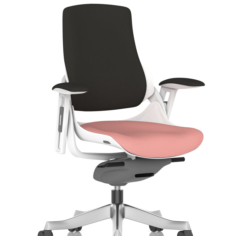 Zure High Back White Shell Fabric Executive Office Chair with Arms