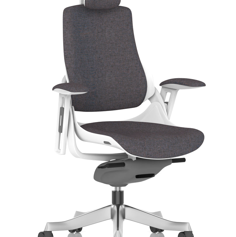 Zure High Back White Shell Fabric Executive Office Chair with Arms