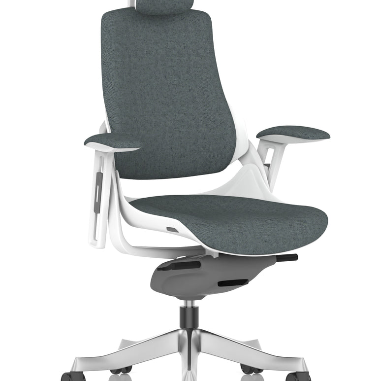 Zure High Back White Shell Fabric Executive Office Chair with Arms