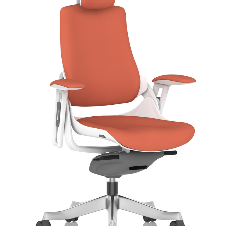 Zure High Back White Shell Fabric Executive Office Chair with Arms
