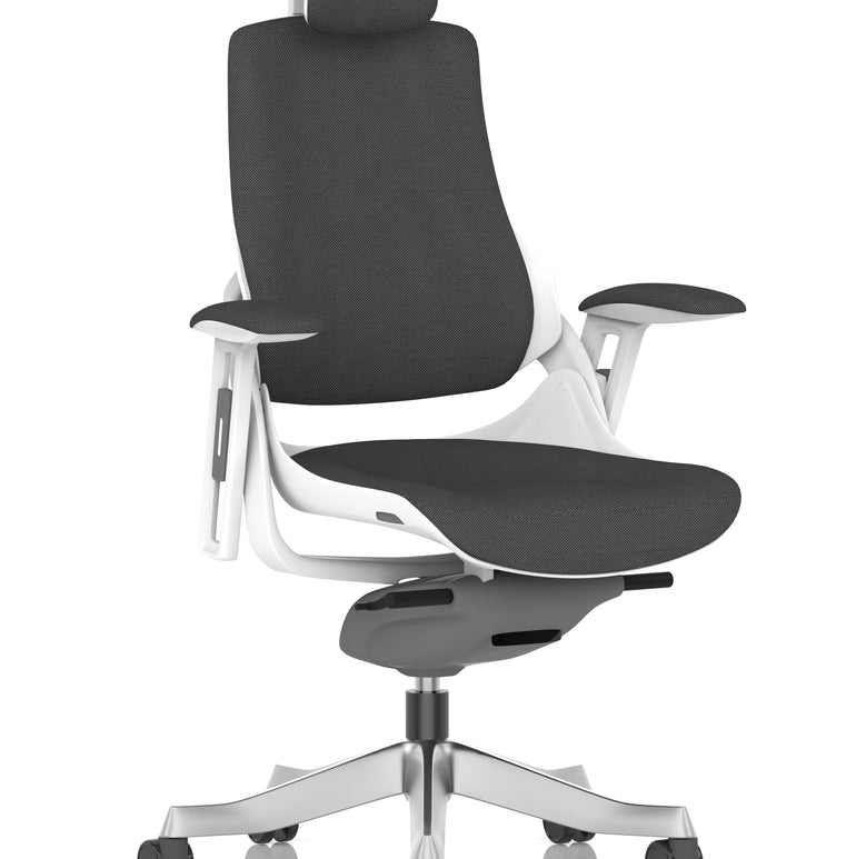 Zure High Back White Shell Fabric Executive Office Chair with Arms