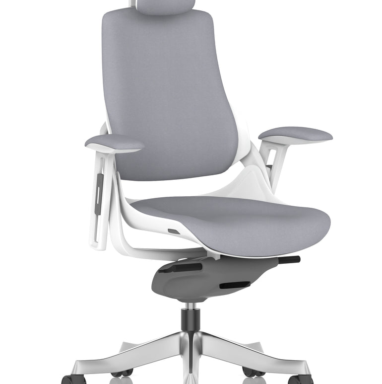 Zure High Back White Shell Fabric Executive Office Chair with Arms