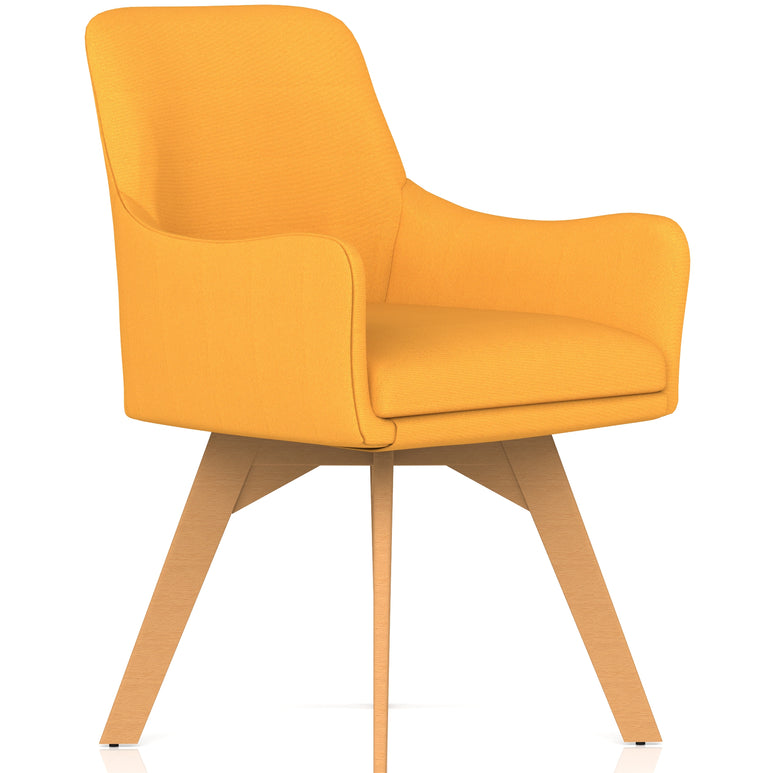 Carmen Grey Fabric Wooden Leg Visitor Chair