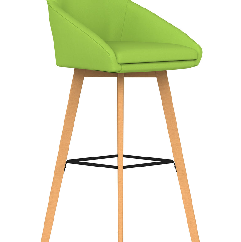 Carmen Grey Fabric Wooden Leg High Stool Chair