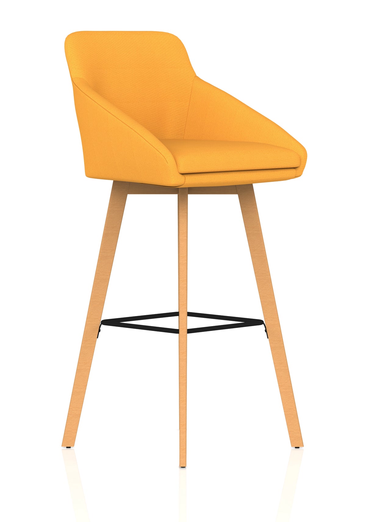 Carmen Grey Fabric Wooden Leg High Stool Chair