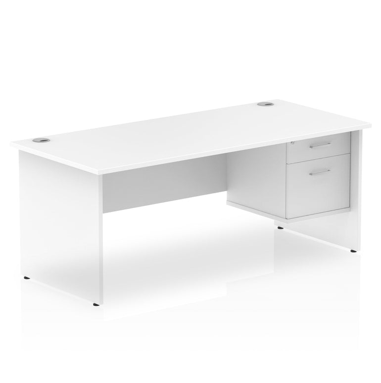 Impulse 1800mm Panel End Straight Desk With Single Fixed Pedestal