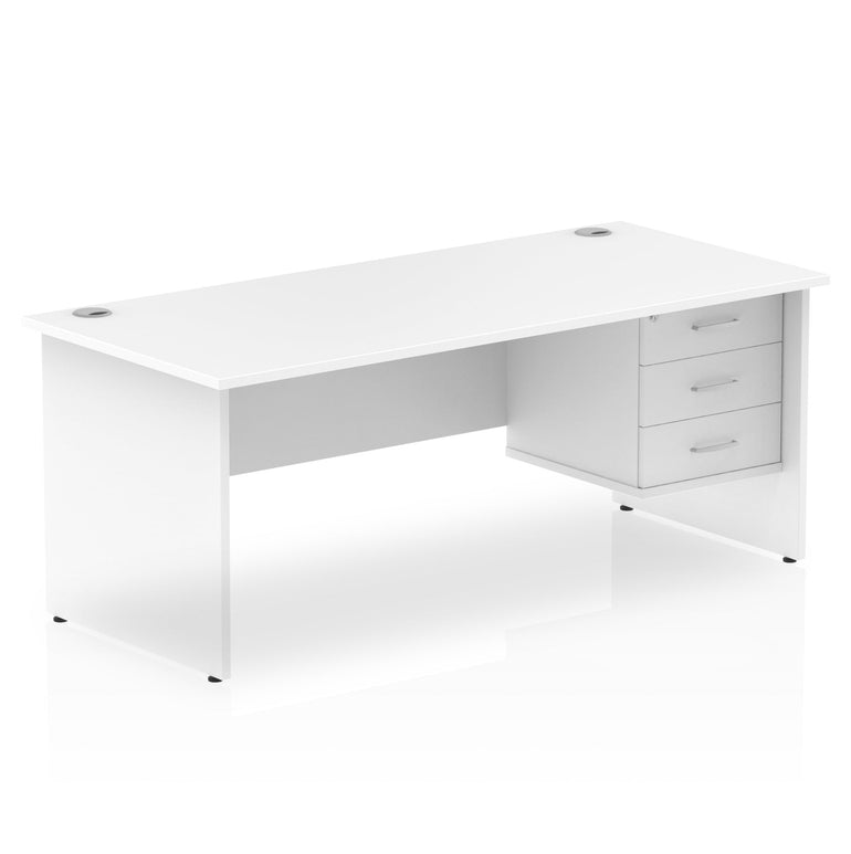 Impulse 1800mm Panel End Straight Desk With Single Fixed Pedestal