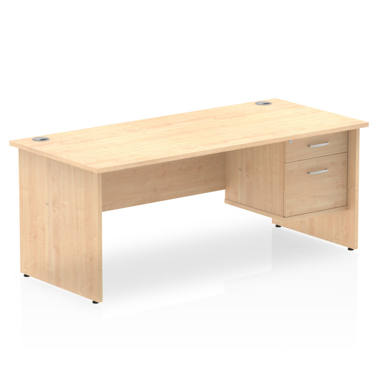 Impulse 1800mm Panel End Straight Desk With Single Fixed Pedestal