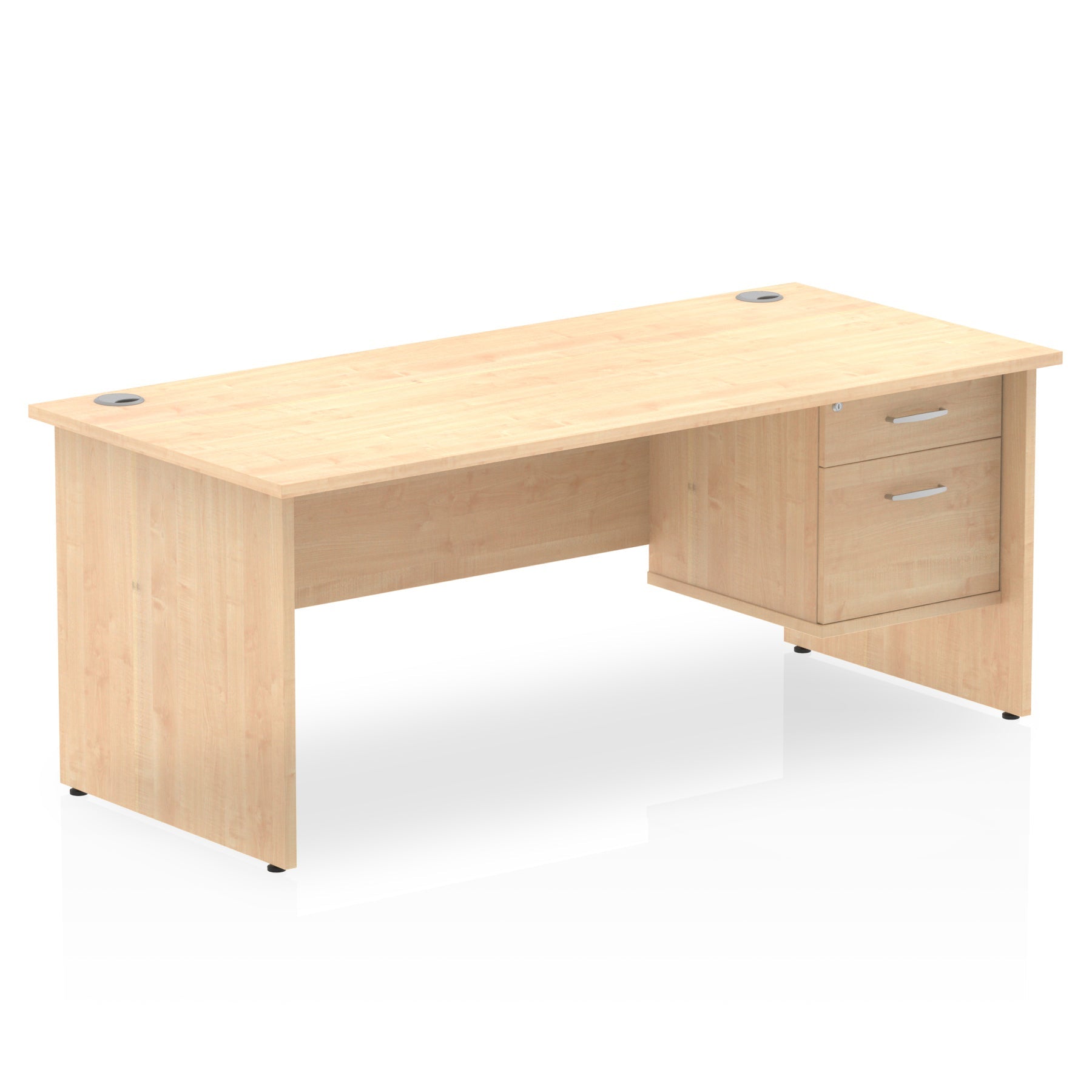 Impulse 1800mm Panel End Straight Desk With Single Fixed Pedestal