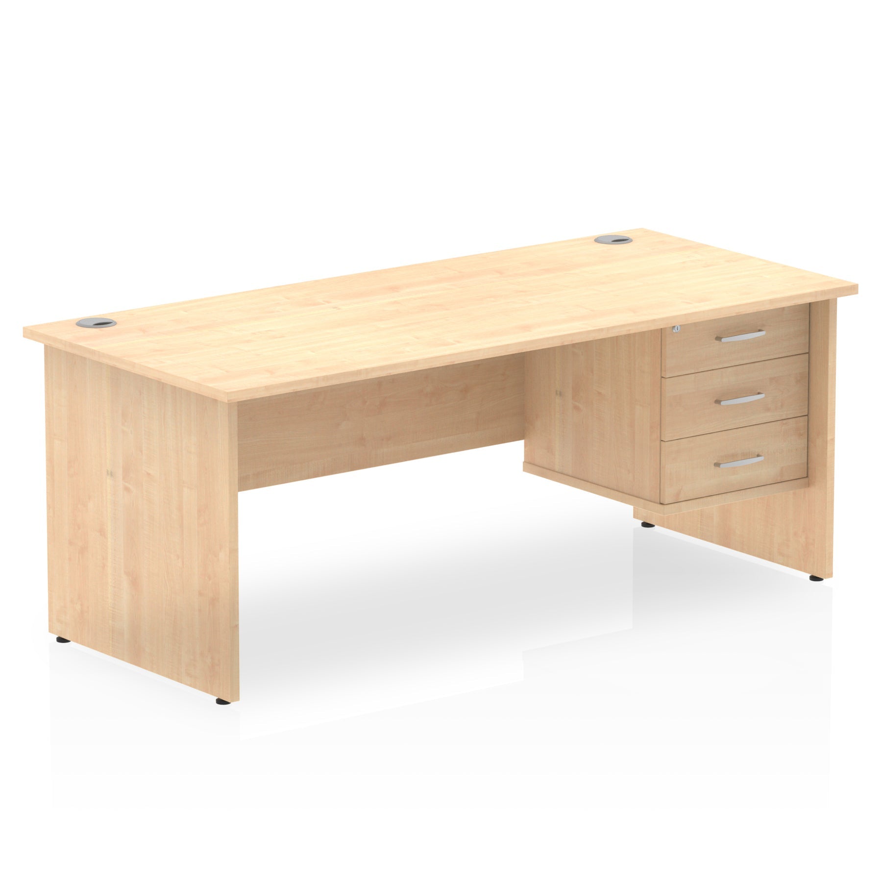 Impulse 1800mm Panel End Straight Desk With Single Fixed Pedestal