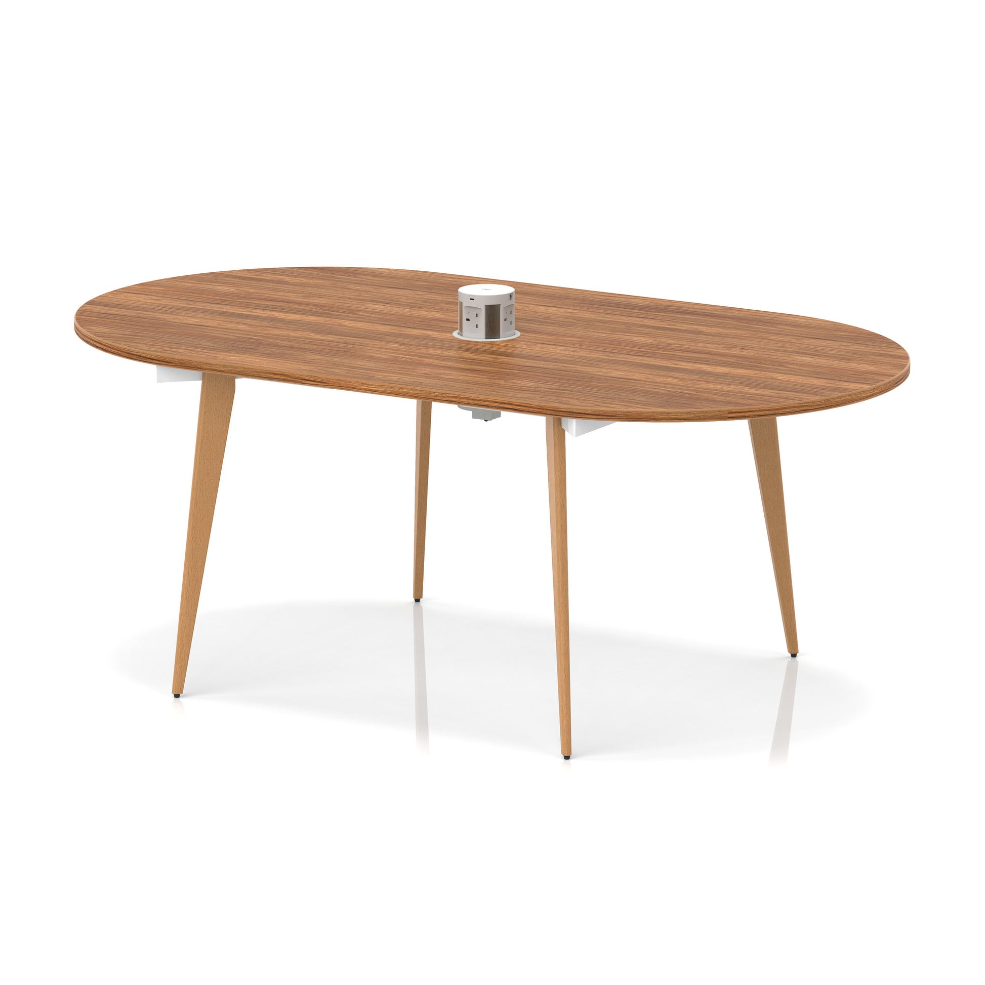 Oslo Volta Oval Boardroom Table With Pop-up Power Module With Wooden Splayed Leg