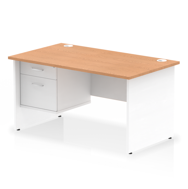 Impulse 1400mm Panel End Straight Desk With Single Fixed Pedestal