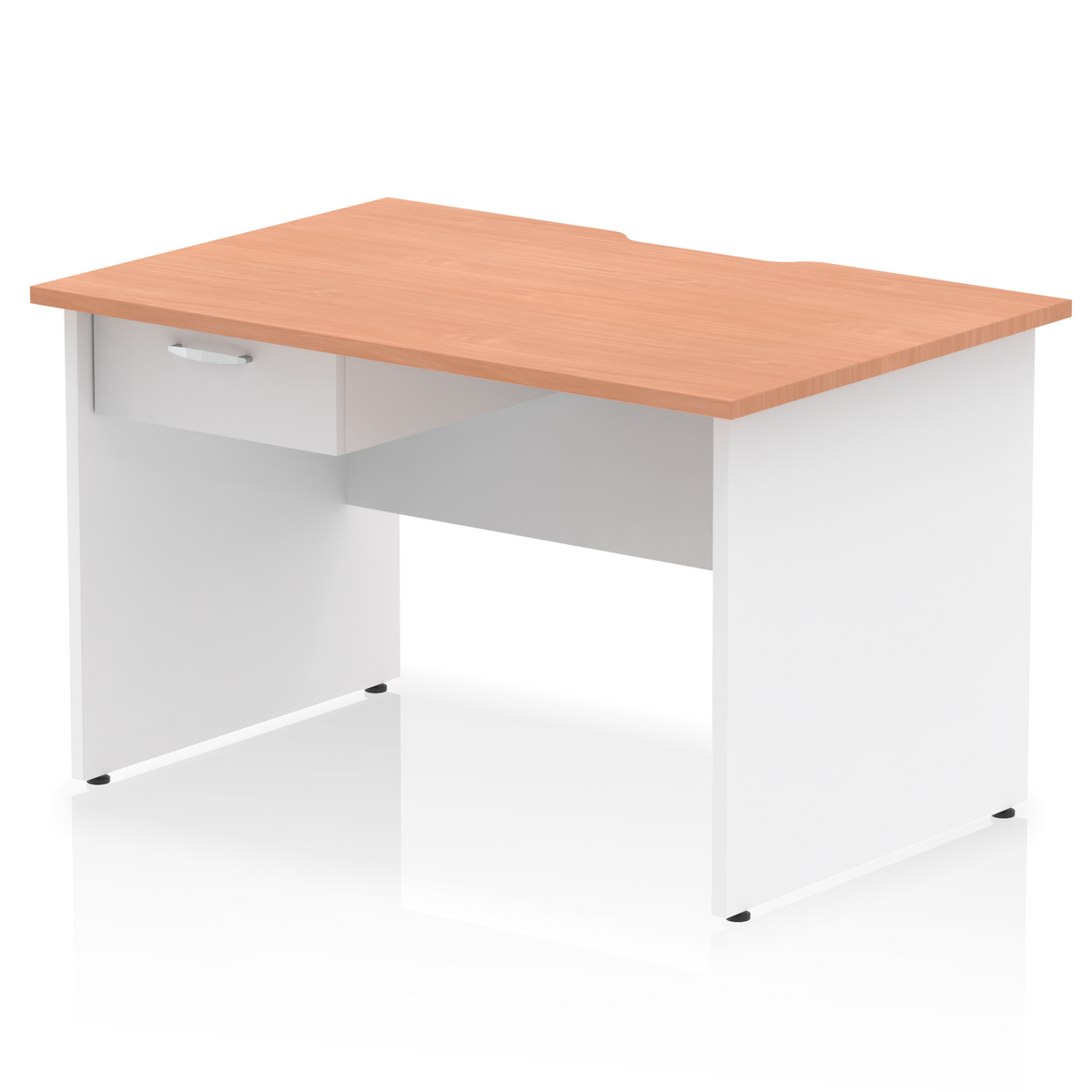 Impulse Scalloped Edge Panel End Straight Desk With Single One Drawer Fixed Pedestal