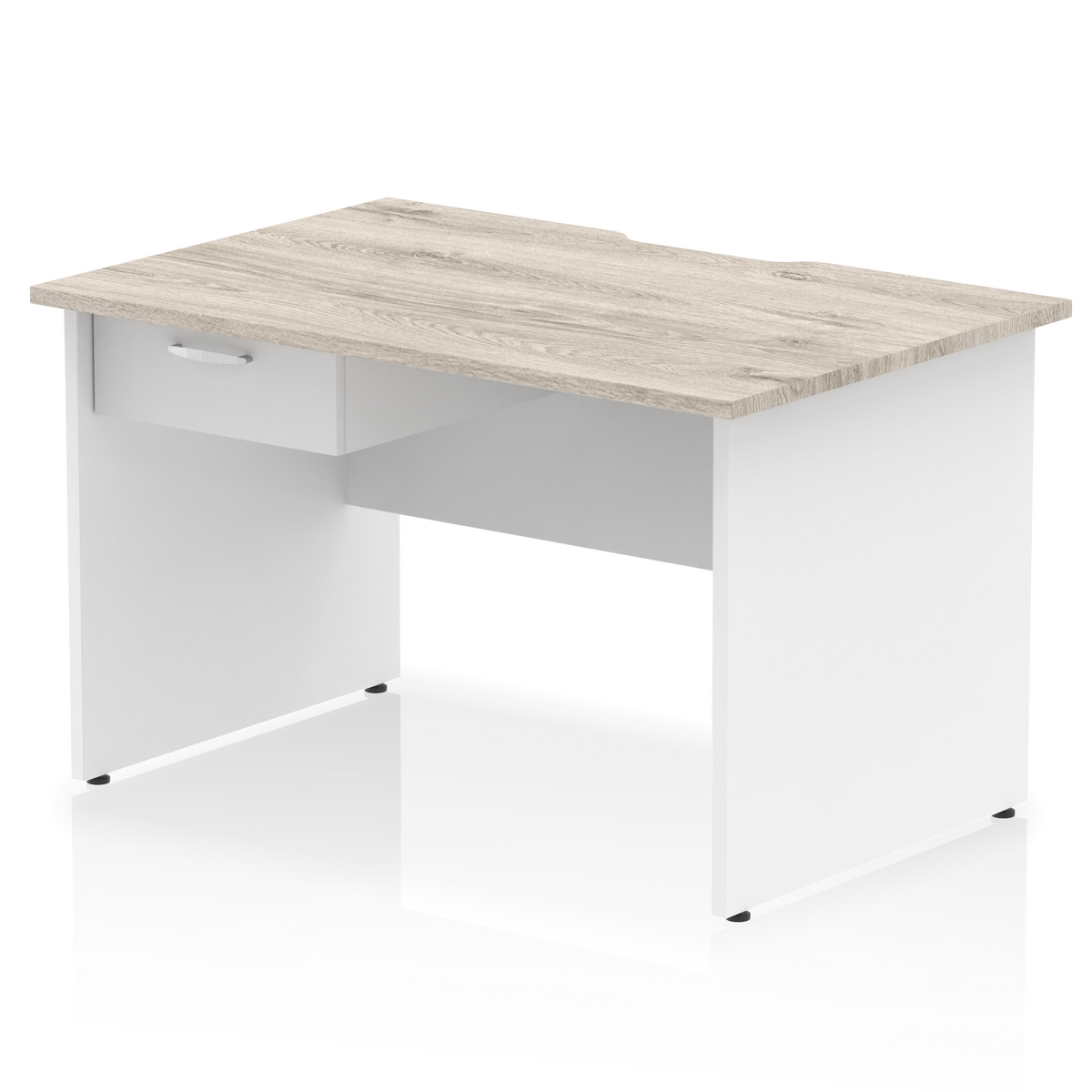 Impulse Scalloped Edge Panel End Straight Desk With Single One Drawer Fixed Pedestal