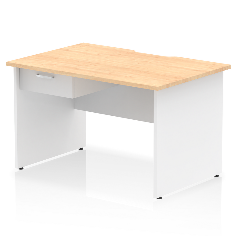 Impulse Scalloped Edge Panel End Straight Desk With Single One Drawer Fixed Pedestal