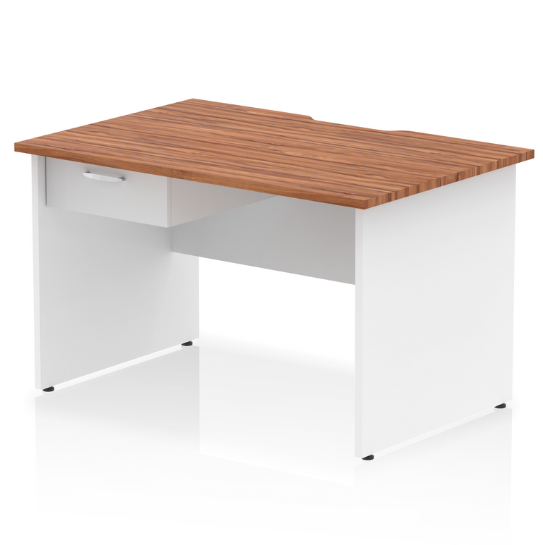 Impulse Scalloped Edge Panel End Straight Desk With Single One Drawer Fixed Pedestal