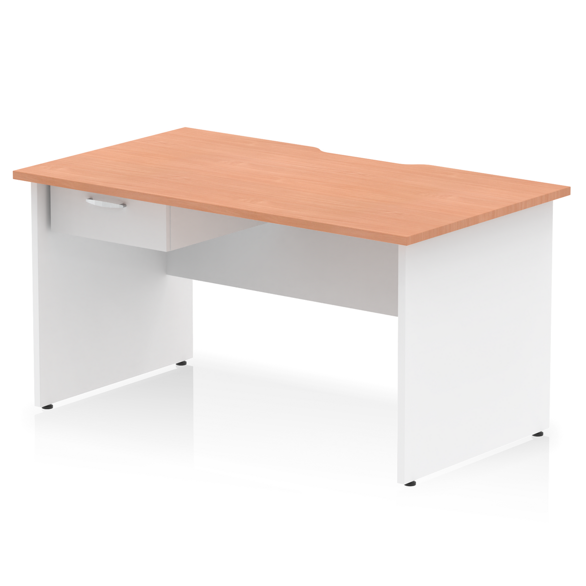 Impulse Scalloped Edge Panel End Straight Desk With Single One Drawer Fixed Pedestal