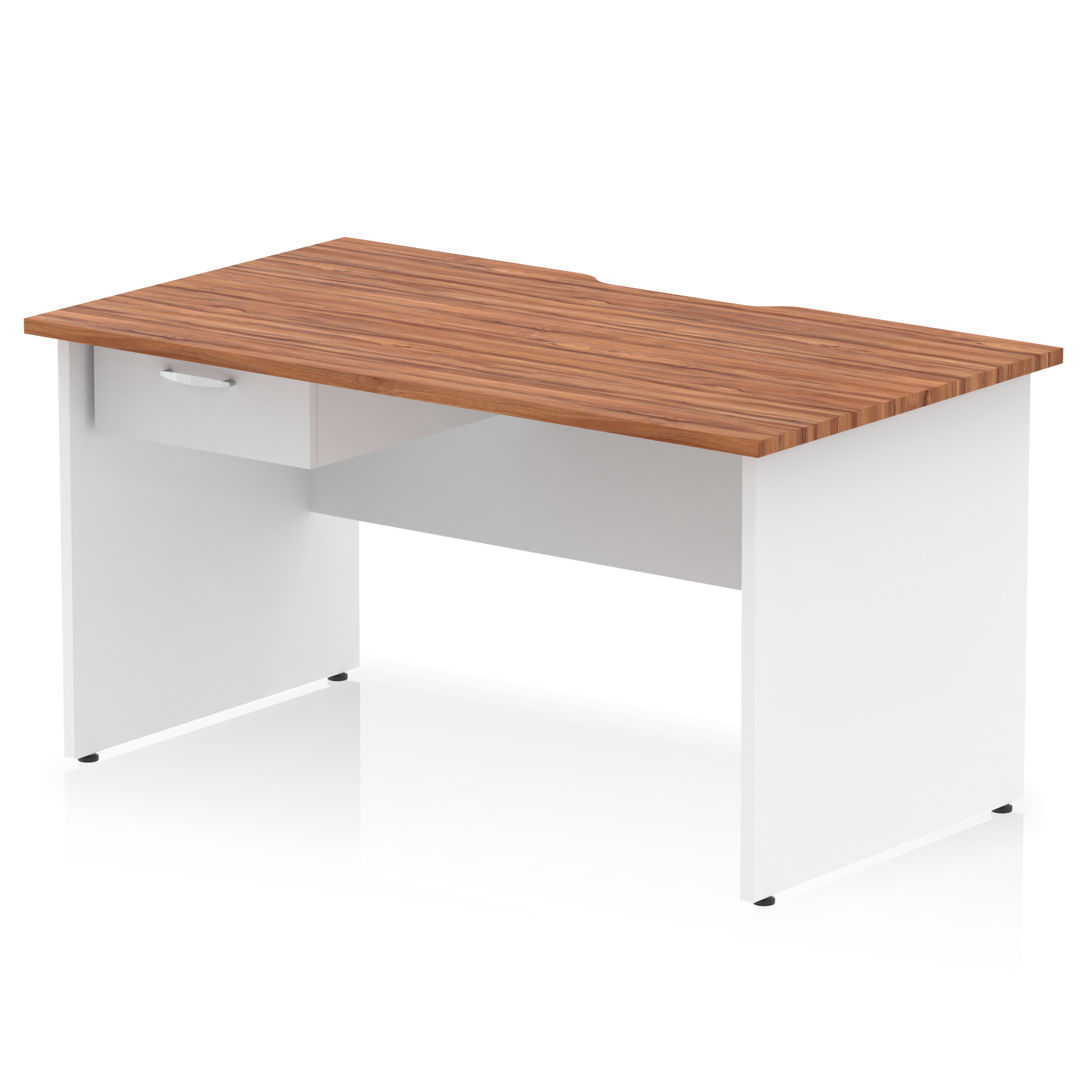 Impulse Scalloped Edge Panel End Straight Desk With Single One Drawer Fixed Pedestal