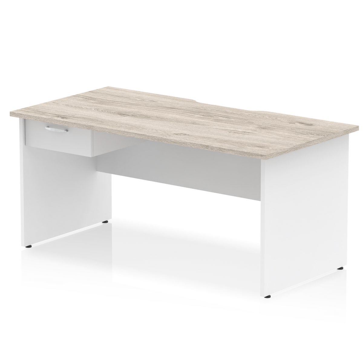 Impulse Scalloped Edge Panel End Straight Desk With Single One Drawer Fixed Pedestal