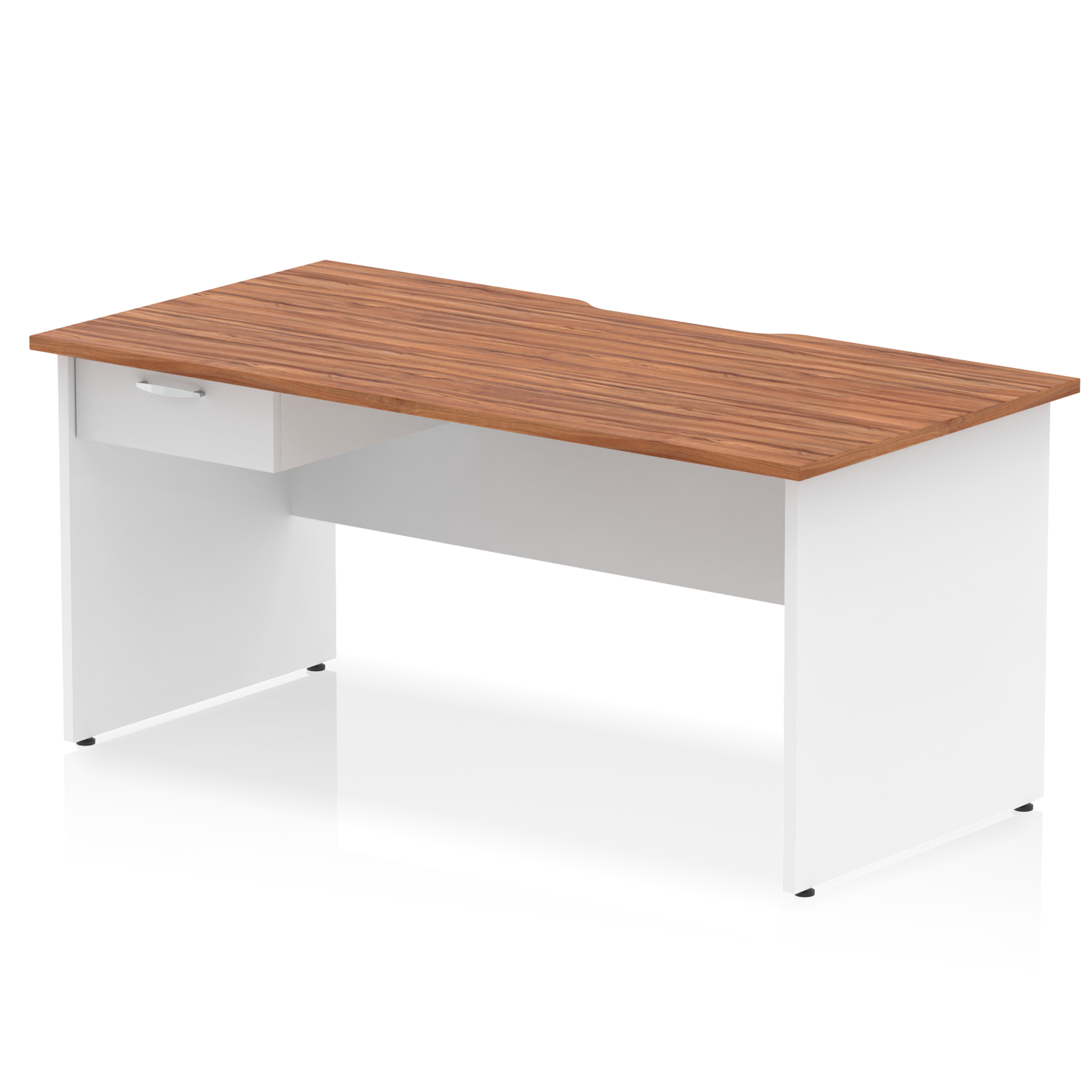 Impulse Scalloped Edge Panel End Straight Desk With Single One Drawer Fixed Pedestal