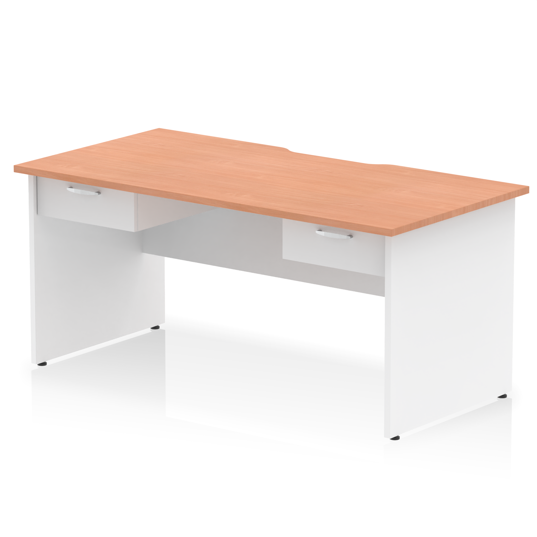 Impulse Scalloped Edge Panel End Straight Desk With Two One Drawer Fixed Pedestals