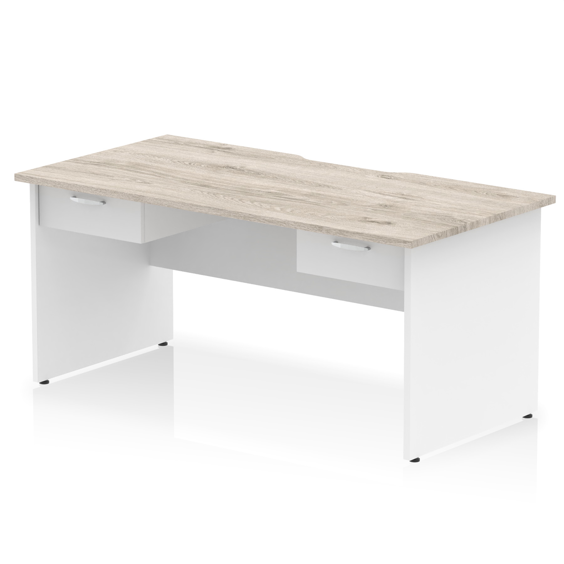 Impulse Scalloped Edge Panel End Straight Desk With Two One Drawer Fixed Pedestals