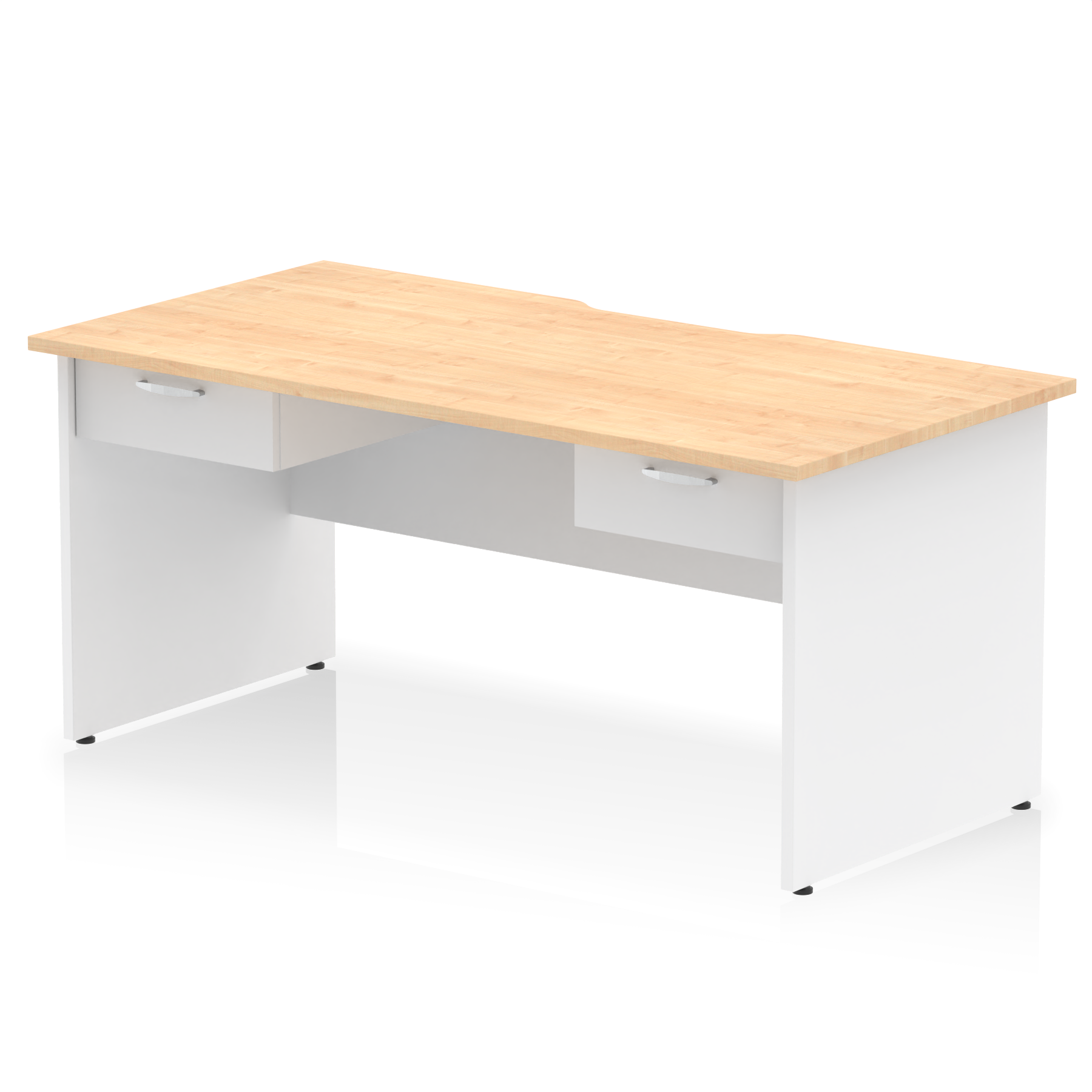 Impulse Scalloped Edge Panel End Straight Desk With Two One Drawer Fixed Pedestals