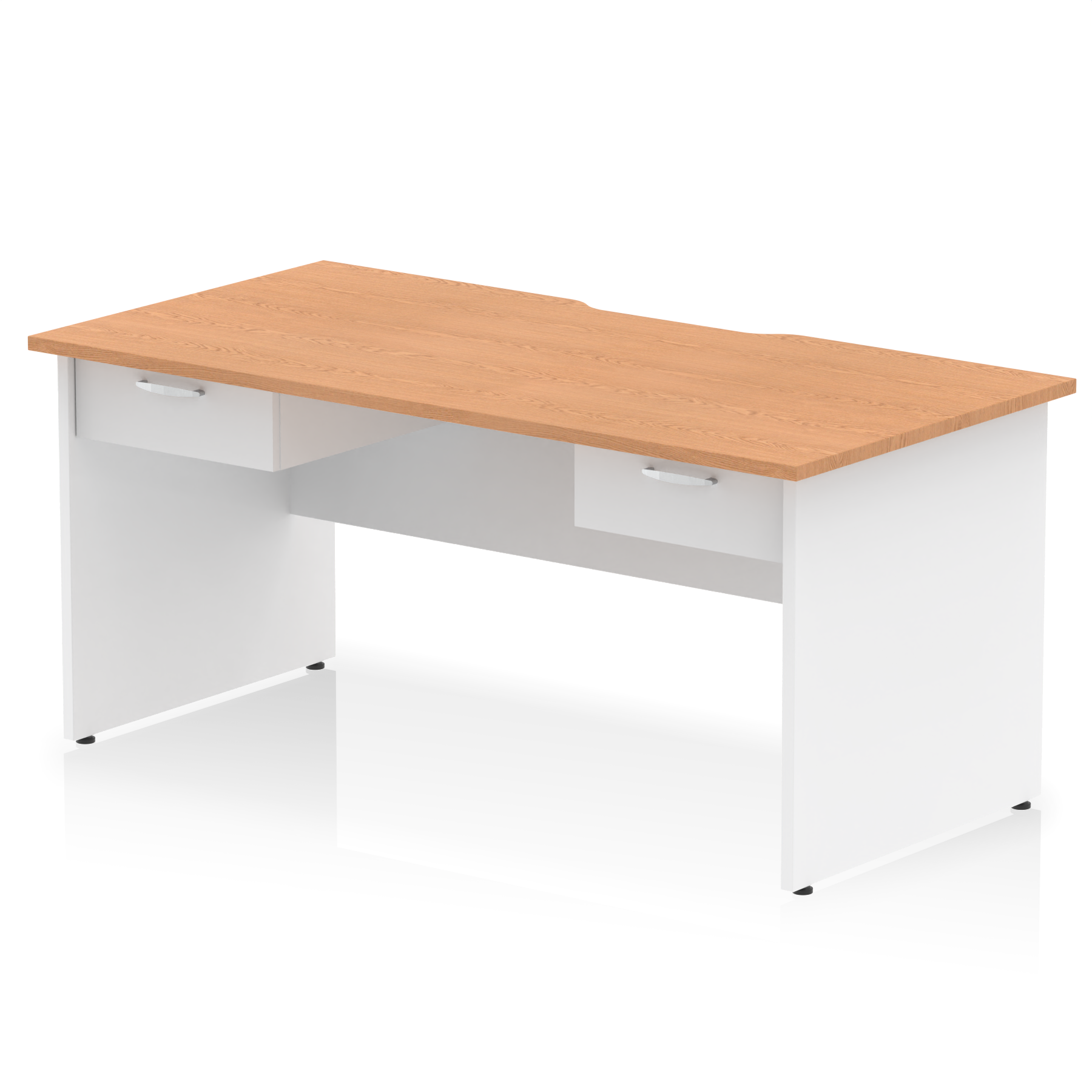 Impulse Scalloped Edge Panel End Straight Desk With Two One Drawer Fixed Pedestals